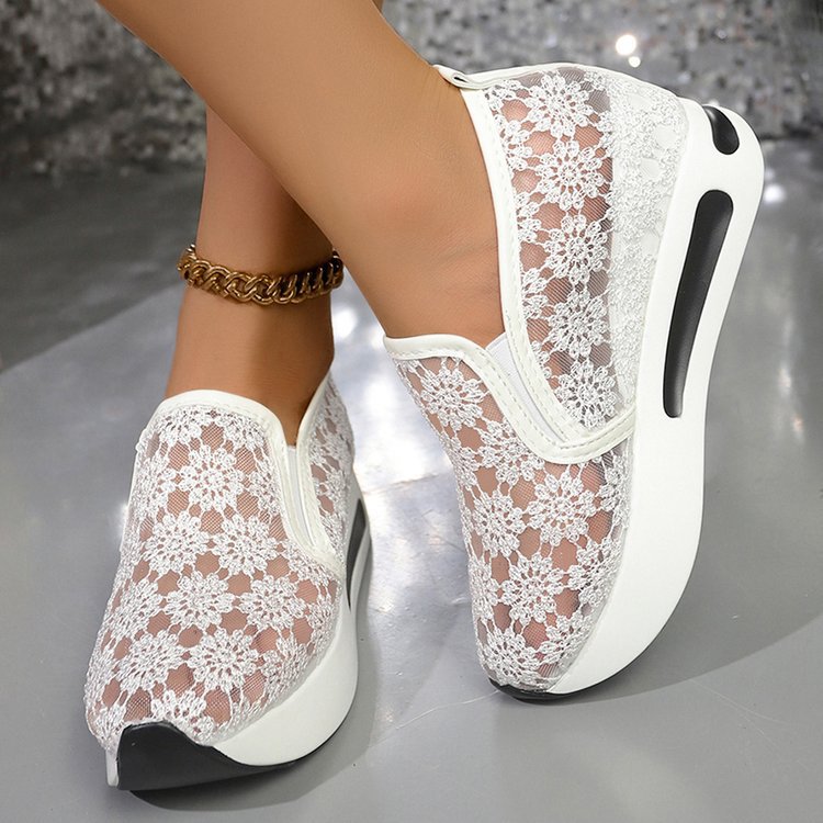 women's fashion flat heel hidden wedge mesh breathable casual flats - supports cross-border platforms and dropshipping