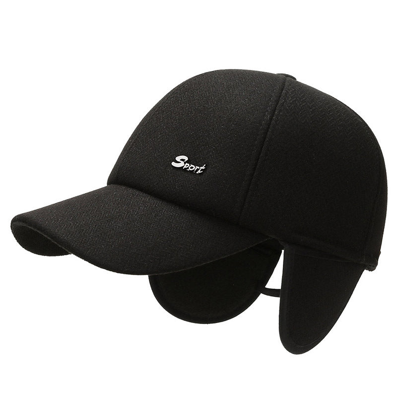 2023 autumn and winter Korean version of trendy baseball cap winter outdoor riding warm ear protection middle-aged and elderly duck tongue cotton hat