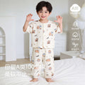 Baby pajamas gauze pure cotton spring summer thin baby air conditioning home clothes separatestwo-piece set men's and women's children