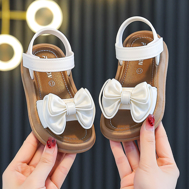 New summer princess sandals for girls: non-slip, soft-soled, bow-adorned sandals for toddlers and big kids - perfect for beach and everyday wear