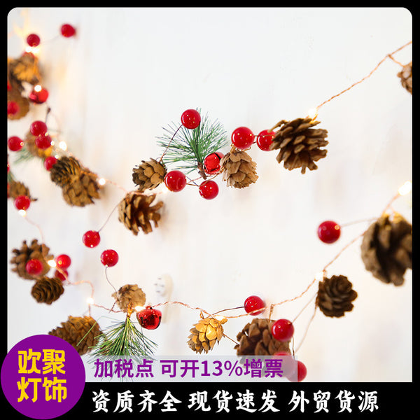 New led Christmas lights, Christmas pine cone lights, bells, pine needles, copper wire lights, creative decorative lights