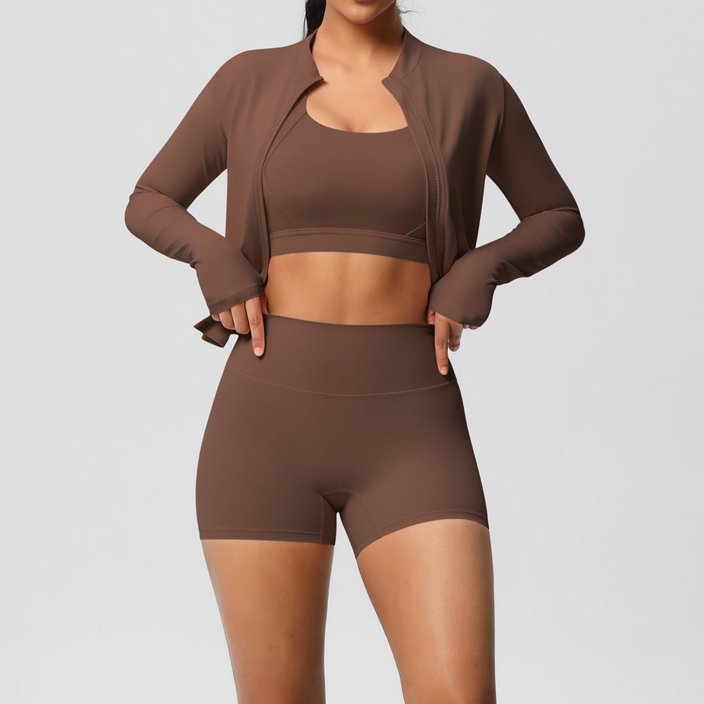 cloud-feeling yoga brushed bra sports outwearcasual pilates running fitness yoga clothes three-piece set