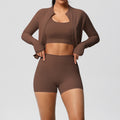 cloud-feeling yoga brushed bra sports outwearcasual pilates running fitness yoga clothes three-piece set