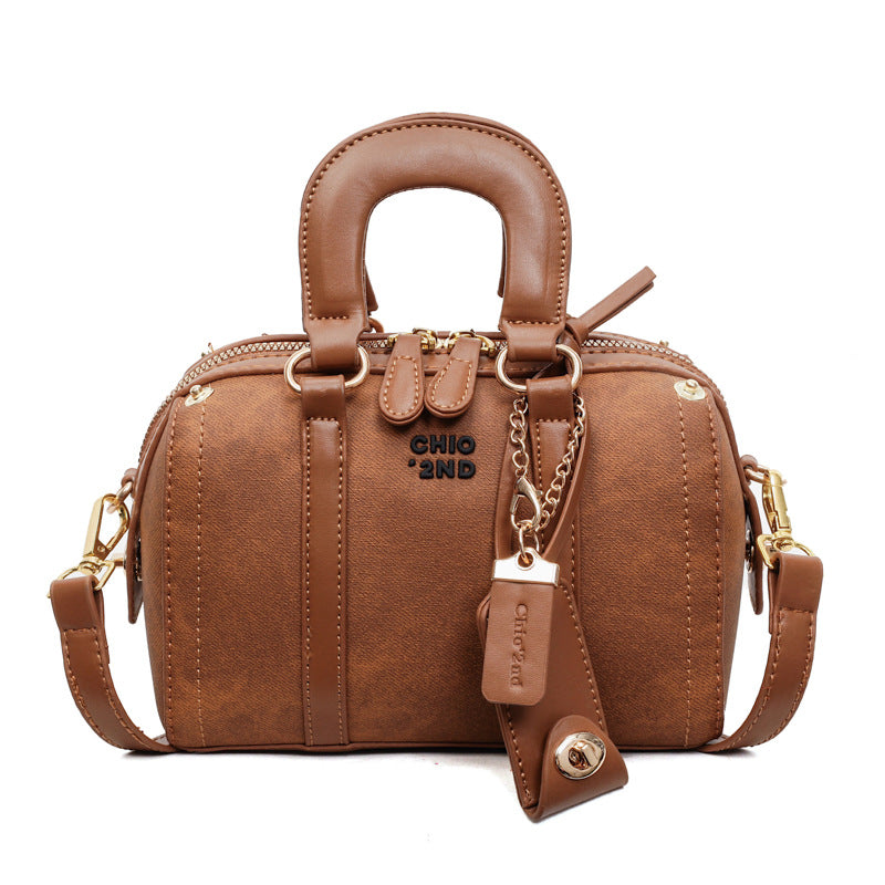 Fashion patchwork satchel boston bag 2025 new women's bag texture easiest for matchniche stylecasual shoulder crossbody bag