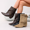 new arrival belt buckle pointed suede low heel trouser boots autumplus sizeretro thick heel knee socks boots for women wholesale