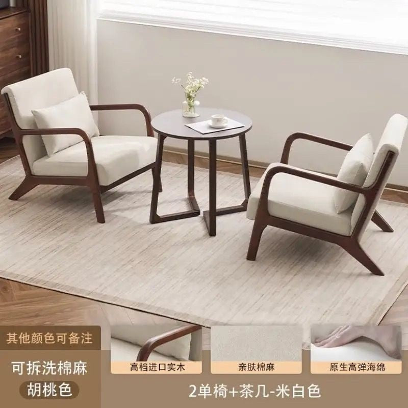 Balcony tea table and chair combination small apartment one table and two chairs household solid wood simple three-piece set reading and drinking tea cp
