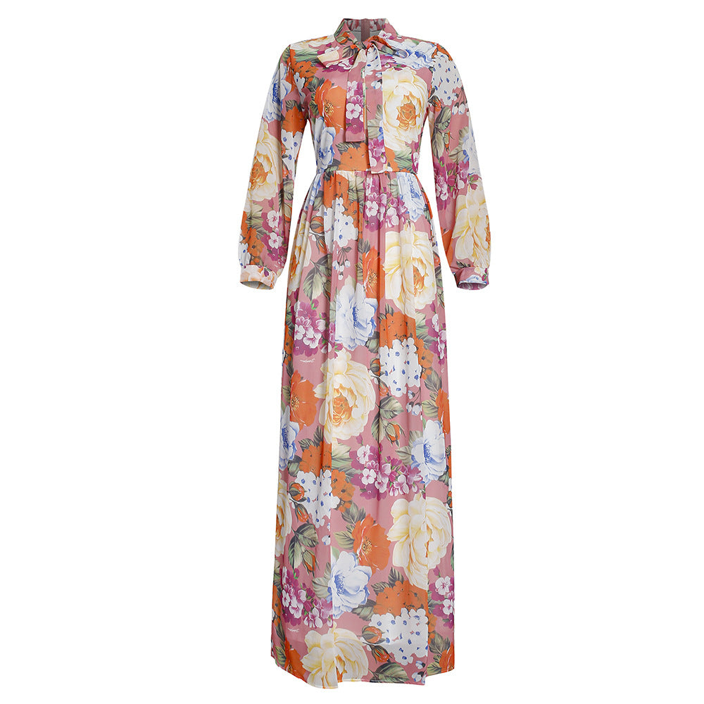 Aliexpress  african plus size women's printed office lady commute cross-border foreign trade long sleeve dress