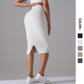 Naked high waist tight hip skirt sports skirt high elastic brushed medium long slit casual yoga women's skirt