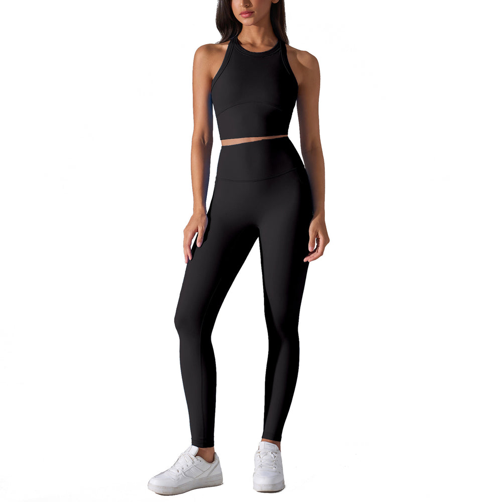 No awkward line peach butt yoga pants, nude feeling, auxiliary breast sports vest, women's fashion fitness yoga wear suit