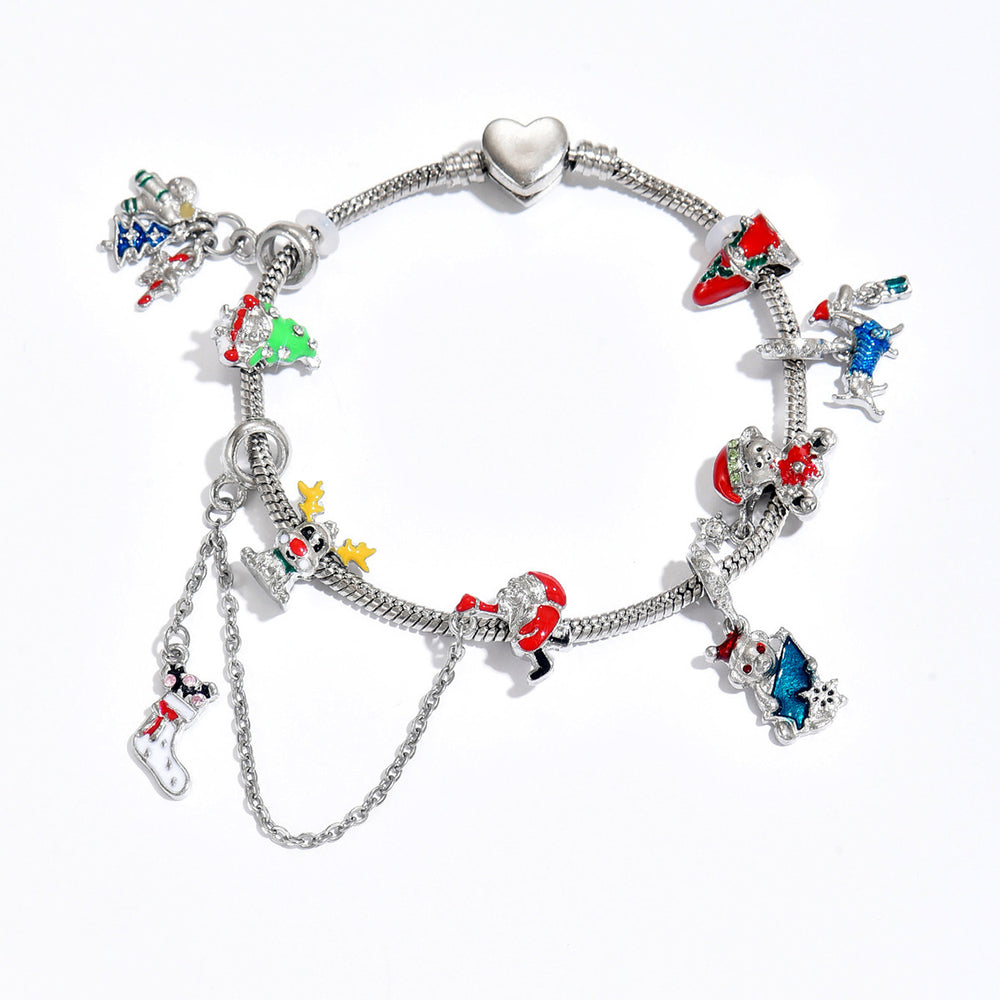Christmas bracelet wholesale: european and american fashion trendy santa claus snowflake bell metal minimalist holiday bracelets