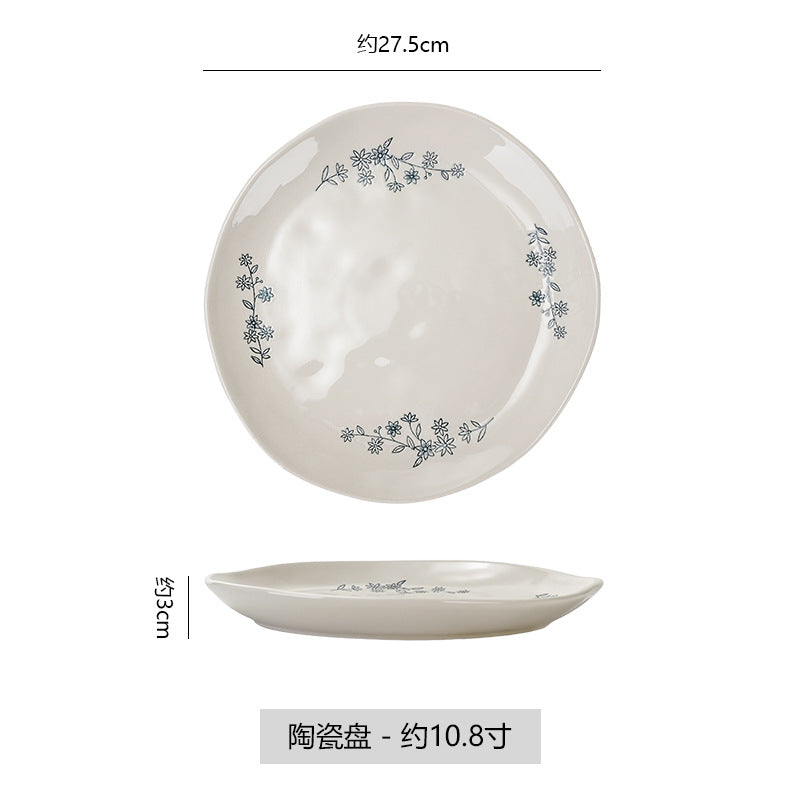 Chinoiserie underglaze ceramic seasoning dish stylish modern casual restaurant for home ceramic dish plate cooking soy sauce dish