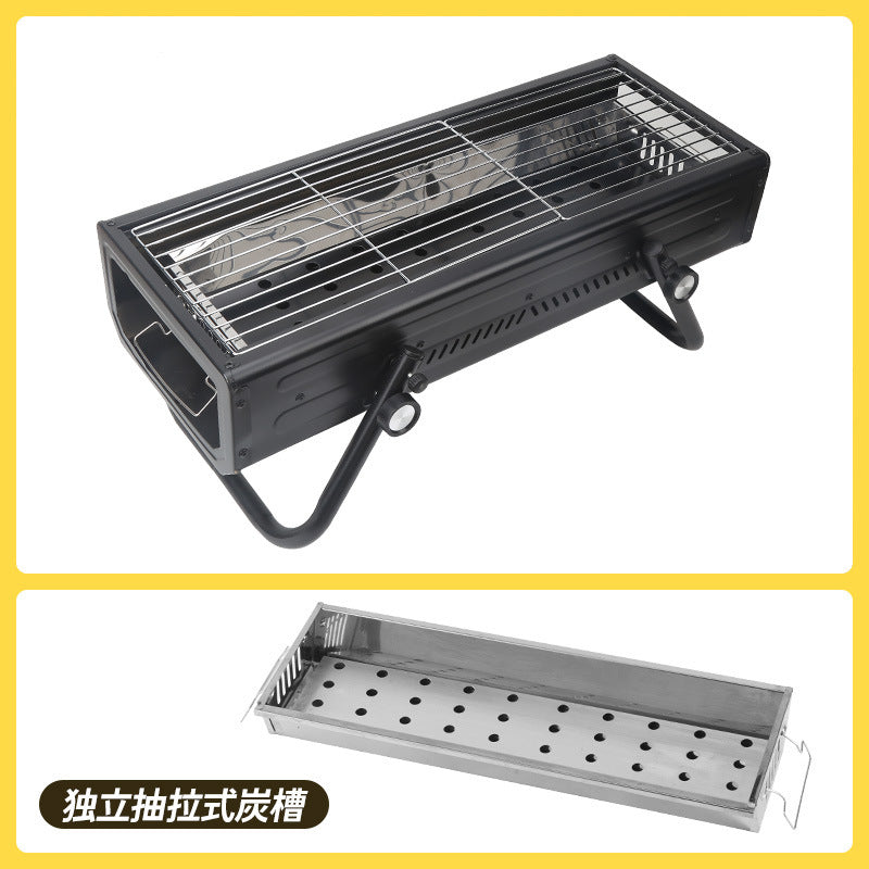 Outdoor charcoal grill - smokeless, foldable bbq grill, heavy-duty portable picnic charcoal grill, home carbon barbecue grill