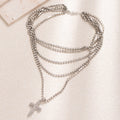 Full diamond cross pendant necklace wholesale fashion cross-border accessible luxuryclassy sense accessories women's stylish stacked clavicle chain
