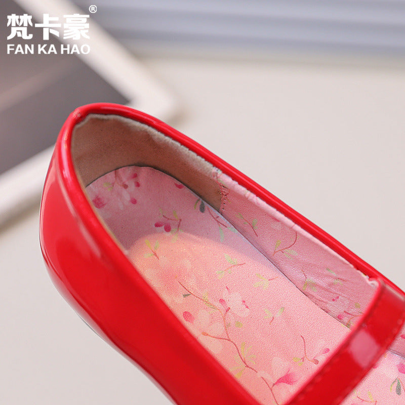 Girls' patent leather dress shoes -  spring/autumn new collection - round toe performance shoes for kids - korean style - sizes for mid-to-large children