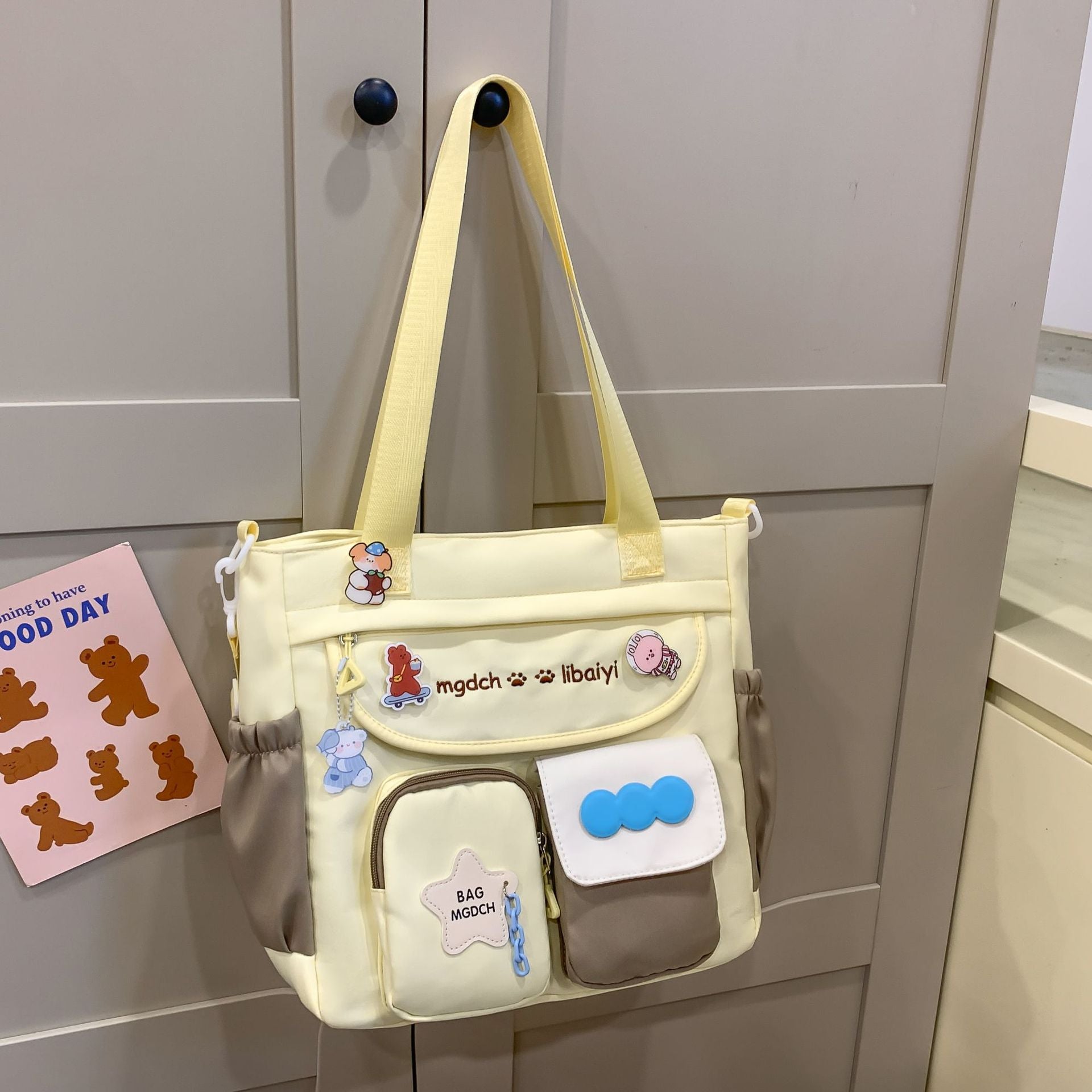Spring, summer, middle and high school students, large-capacity backpacks, versatile burden reduction, fashion trend, two-piece set, schoolbag, tutoring bag