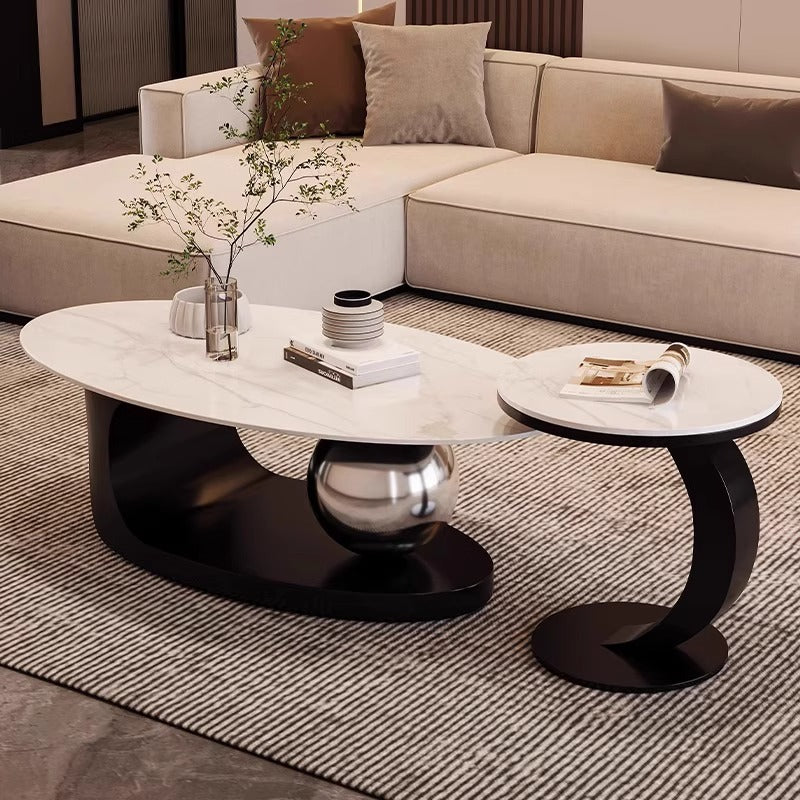 Living room slate coffee table combination simple modern small apartment for home italian normcoreaccessible luxurypopular oval sofa table
