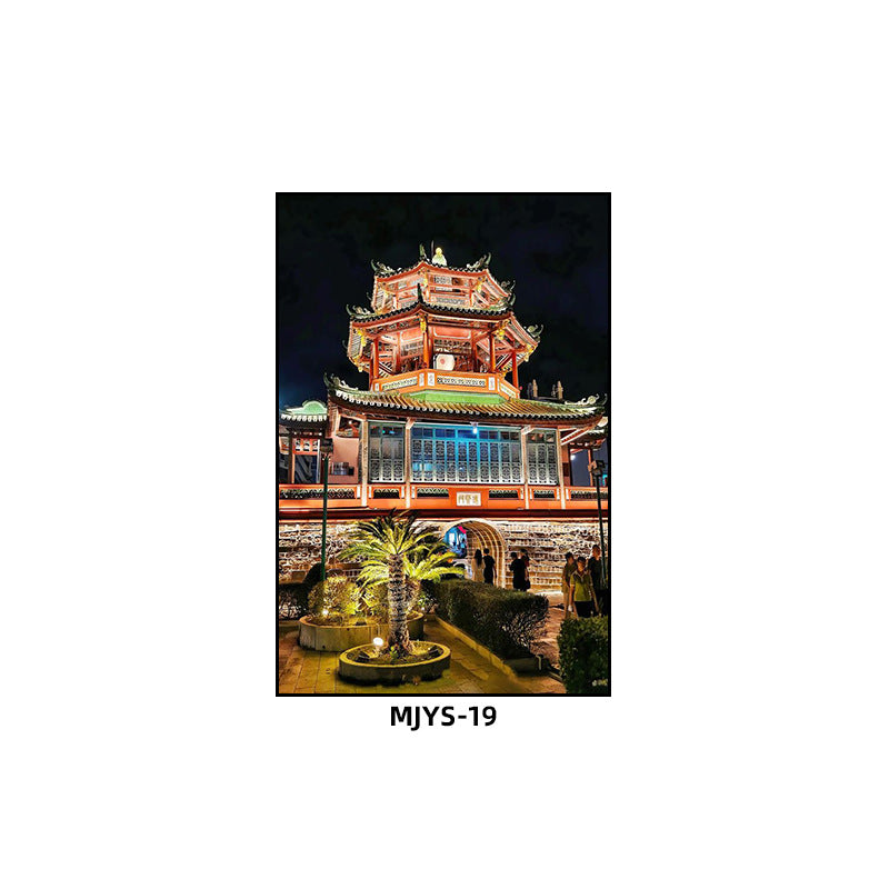 Jieyang ancient city architectural landscape hanging painting hotel box wall decoration painting hot pot restaurant restaurant characteristic cultural tourism mural