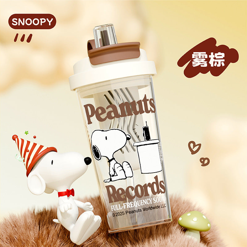 Snoopy kids' water bottle - summer heat-resistant straw cup, portable large capacity food-grade cup for students, girls' coffee mug