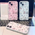 Suitable for iphone 18 blue pink leopard print cat bear mobile phone case apple 17promax cartoon cute transparent case 15