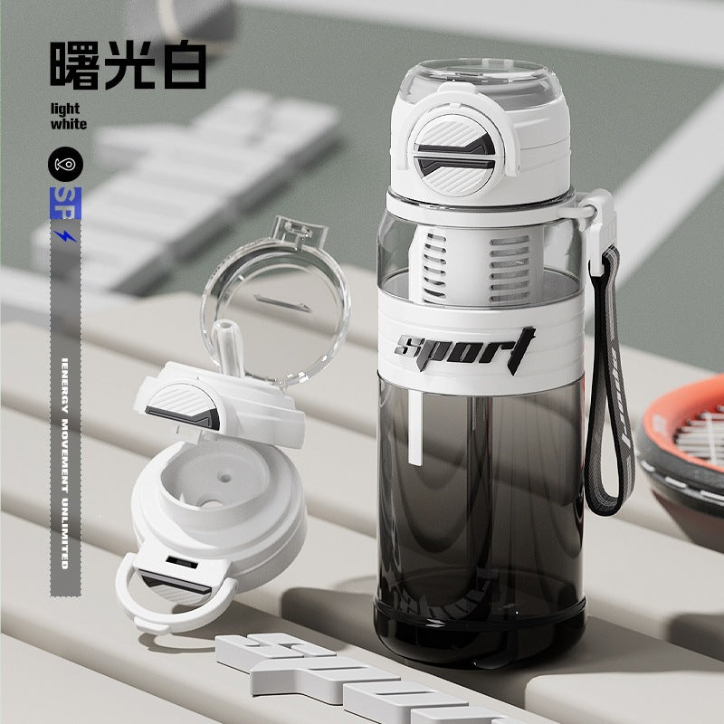 New arrival large capacity fitness sports water cup double drink high appearance outdoor water kettle high temperature resistant student plastic cup wholesale