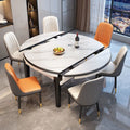 Rock slab dining table and chair combination modern casualaccessible luxury dining table for home dining table small apartment telescopic foldable round table