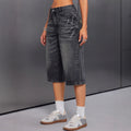 Pre-sale-16008# cross-border fashionexport  new high waist fashion retro half length pants denim shorts