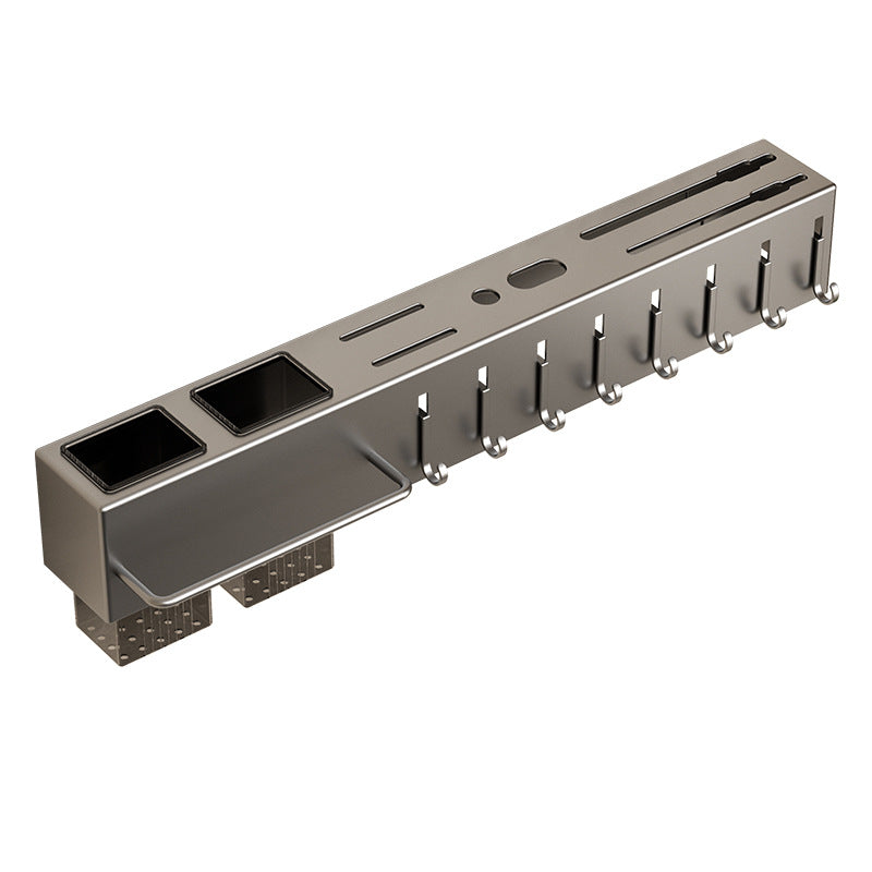 Stainless steel kitchen rack wall-mounted multi-functional non-punching knife holder integrated chopstick cage chopstick cartridge storage