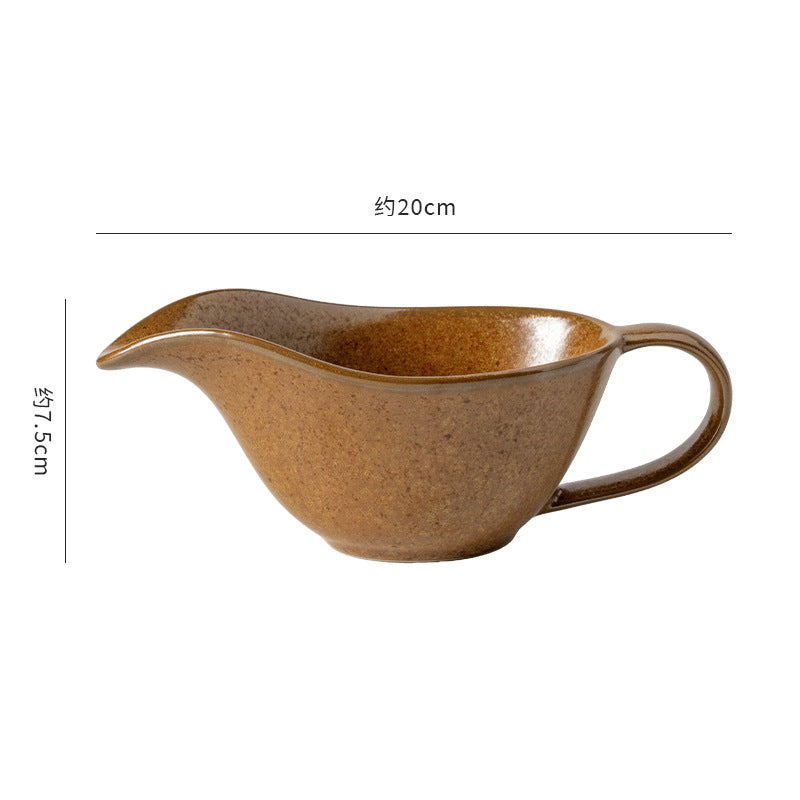 Retro ceramic sauce boat western food steak juice bucket cup teppanyaki black pepper tomato juice ceramic handle cup seasoning