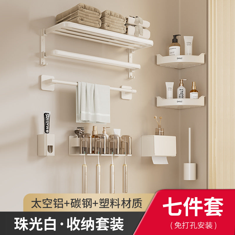 White bathroom rack No punching toilet Suction cup Wall-mounted toilet Wash table Storage corner triangular basket