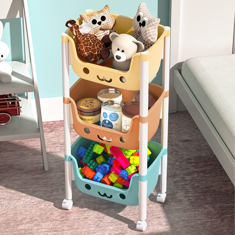 Mobile toy cart storage rack - multi-tier household organizer for books and sundries