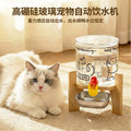 Cat automatic water fountain - silent design, plug-free, glass pet stainless steel water dispenser