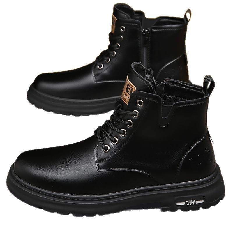 Genuine leather cowhide boots men's high-top winterfleece-linedheattech leather shoes men's genuine leather cotton shoes casual cowhide boots