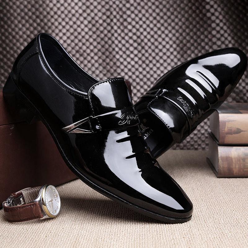 Summernew arrival pointed leather shoes for young men k-style british fashiontrendy men's shoes men's business shoes slip-on casual shoes