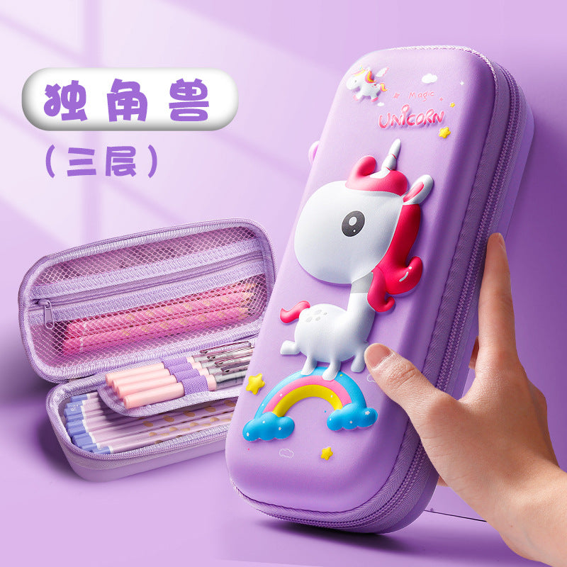 Large capacity 3D three-dimensional stationery box boy space astronaut pencil case high value primary school students multi-functional pencil case