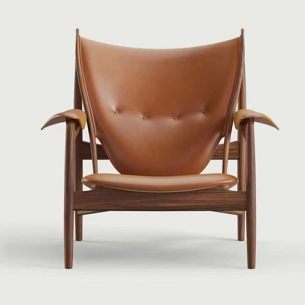 Scandinavian solid wood italian master chair casual leather single sofa chair wabi-sabi designer medieval casual chair