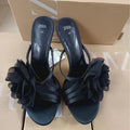 Za2024 summer new women's shoes floral decorated thin strap high heel sandals casual versatile fashion sandals for women