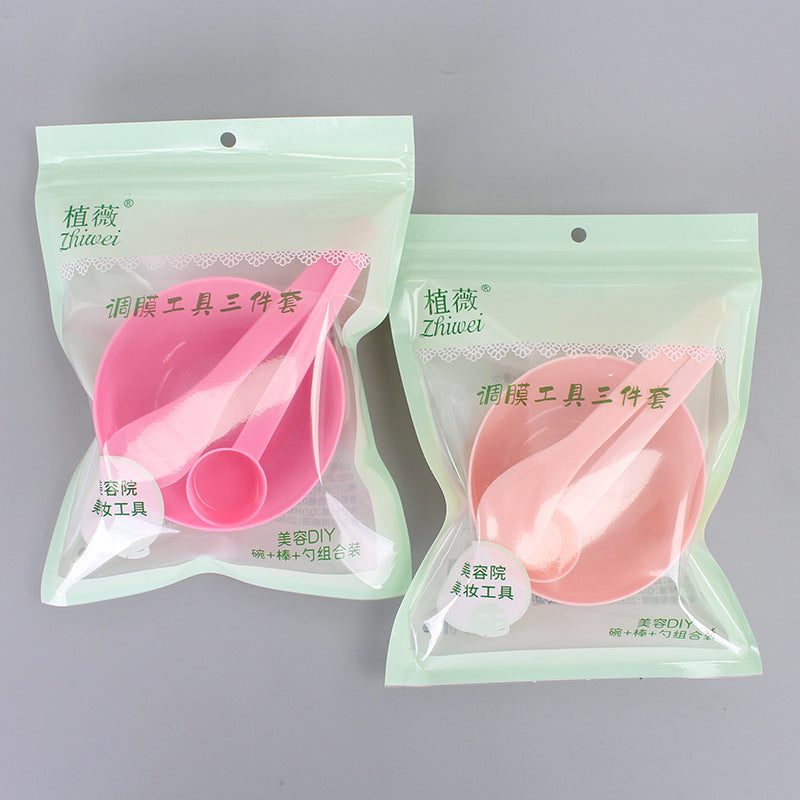 Zhiwei beauty salon mask mixing kit - 3-piece set: mask bowl, mixing spatula, measuring spoon, and plastic bowl