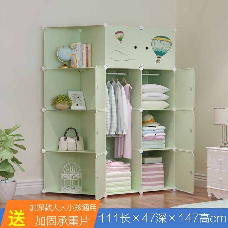 Simple wardrobe for home bedroom cabinet rental house simple folding assembly dormitory reinforced baby kids wardrobe cupboard