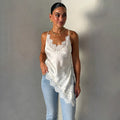 European and american style  spring/summer new sexy & sweet hot girl lace trim camisole low-cut backless t-shirt