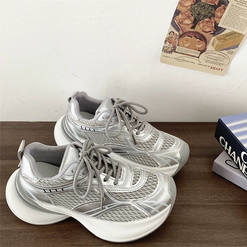 European station women's shoes 2025 summer new breathable casual mesh shoes chunky sole athletic running shoes dad shoes women's style