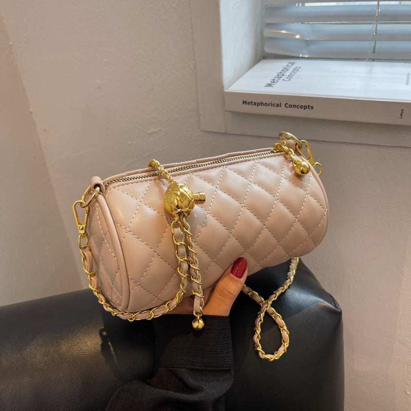 Foreign order popular niche bag women's 2025 summer new diamond chain shoulder messenger bag popular cylinder bag