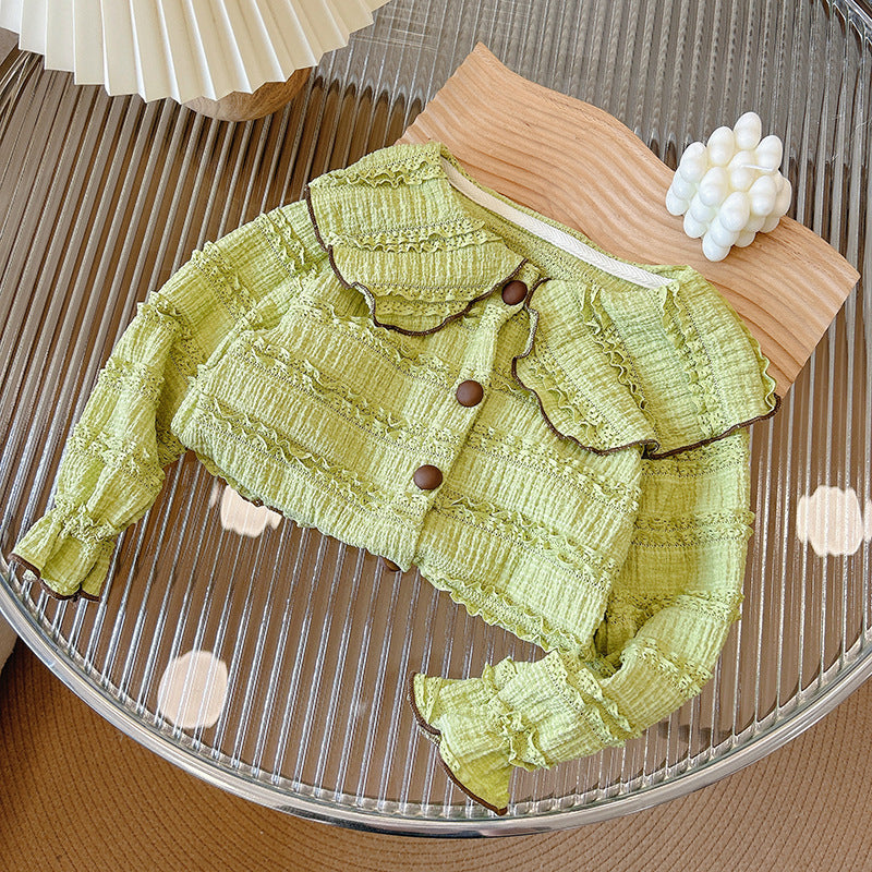 new children's lace blouse - spring/autumn outerwear, long sleeve top, versatile doll collar, stylish and trendy