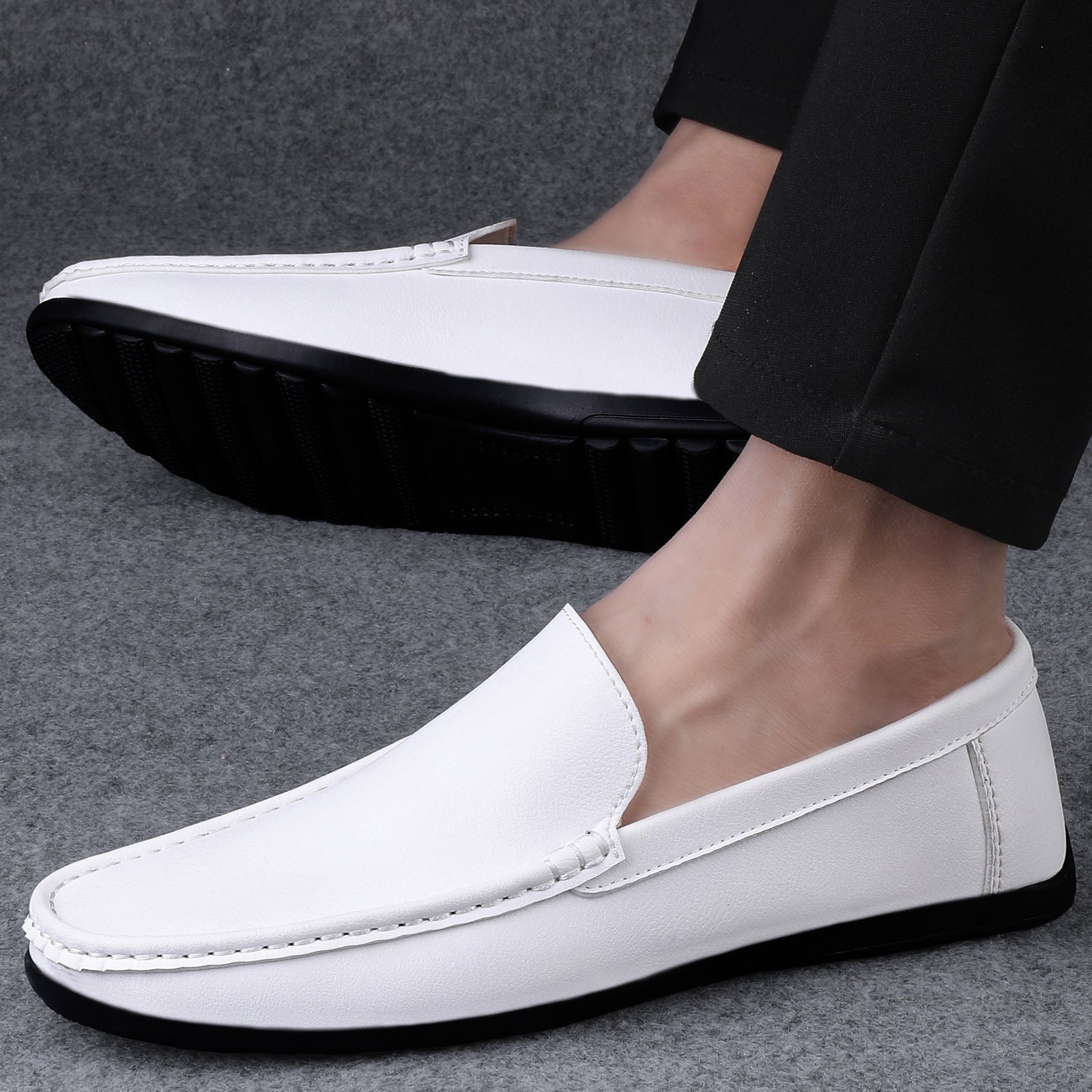 Cross-border spring large-size Doudou shoes, lazy one-pedal casual small leather shoes, British men's shoes, driving shoes sizes 38-47