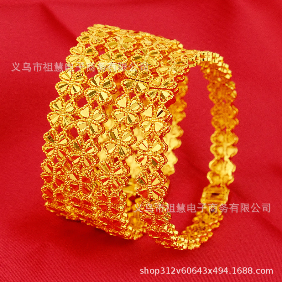New fashion lucky clover women's luxury gold plated bangle ethiopian african designer dubai