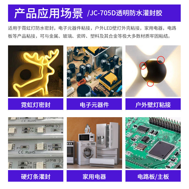 Transparent waterproof potting glue, lamp sealant, one-component free potting glue, component potting glue insulation