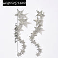 European and american fairy star long tassel earrings - unique, elegant, high-end, full diamond five-pointed star multi-layer dangle earrings jewelry