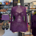 European and american cross-border women's fashion:  summer new arrivals - sexy patchwork purple slim-fit long sleeve dress