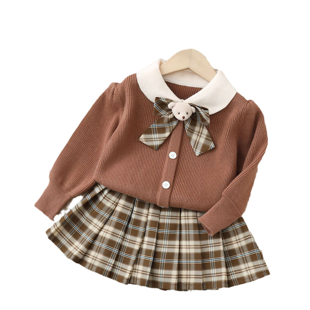 Girls' sweater jk set - new autumn  collection: stylish two-piece princess dress outfit for little girls