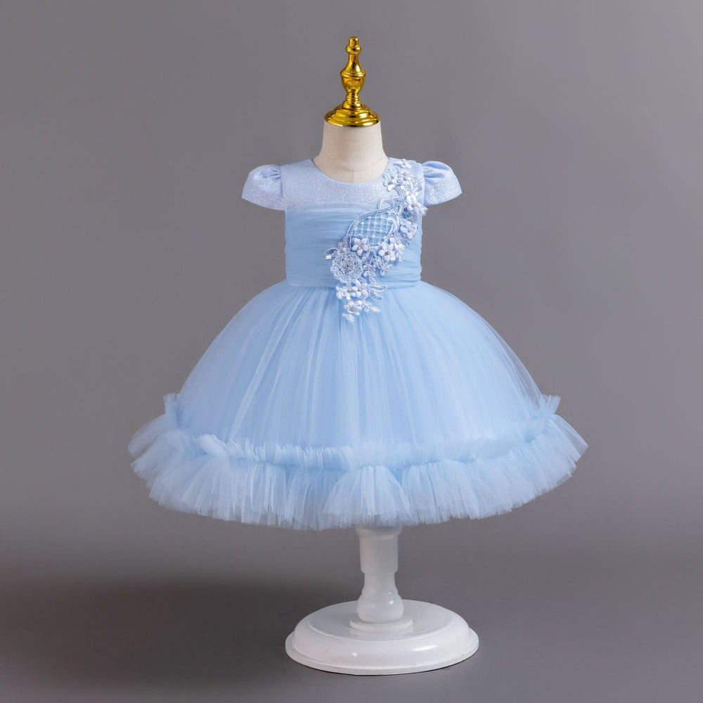 Ready-to-ship new baby girl dress - tulle flower cake princess dress - first birthday dress - baby dress