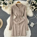Autumn winternew arrivalfashionfashioneasiest for matchpure colorsilm polo collar pit strip knittinglong sleevesdress short skirt for women